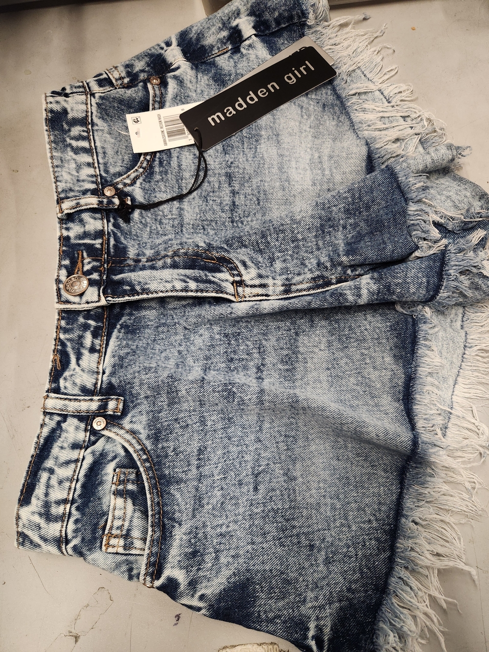 Madden Girl Light Blue Frayed Hem Denim Shorts